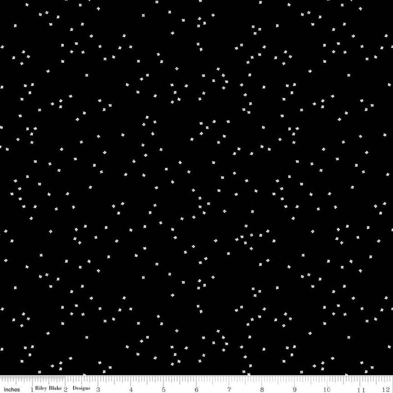 Riley Blake Blossom Flowers Black Fabric