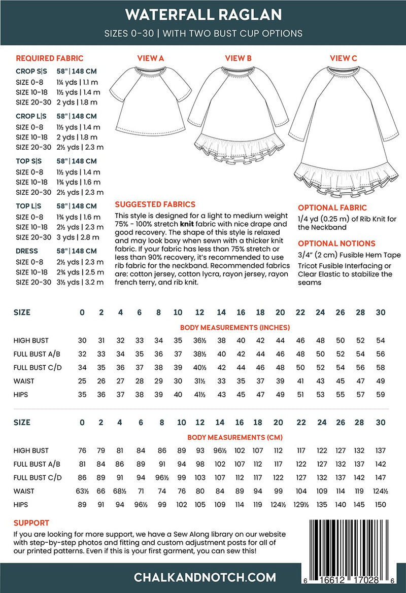 Waterfall Raglan Printed Pattern