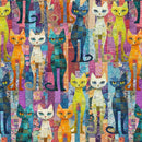 Timeless Treasures Sophisticat Packed Quilt Cats Fabric
