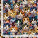 Timeless Treasures Packed Cats And Floral Fabric