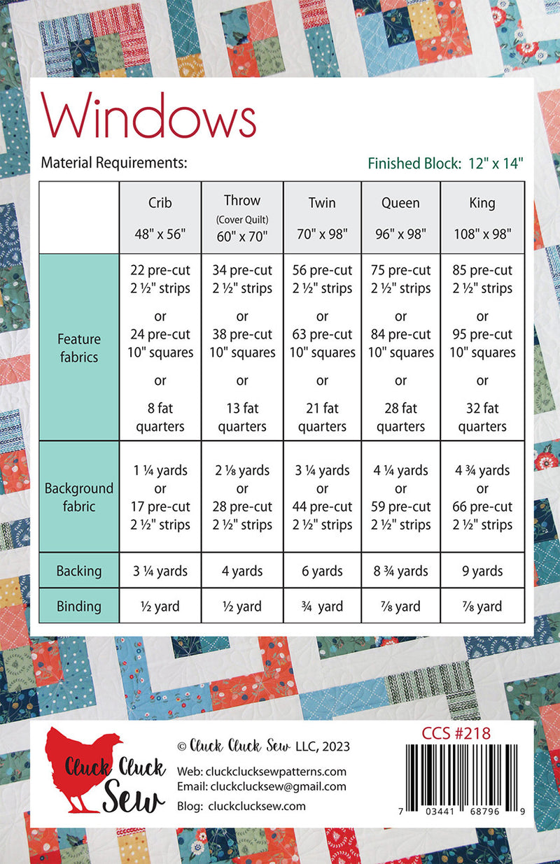 Cluck Cluck Sew Windows Quilt Pattern