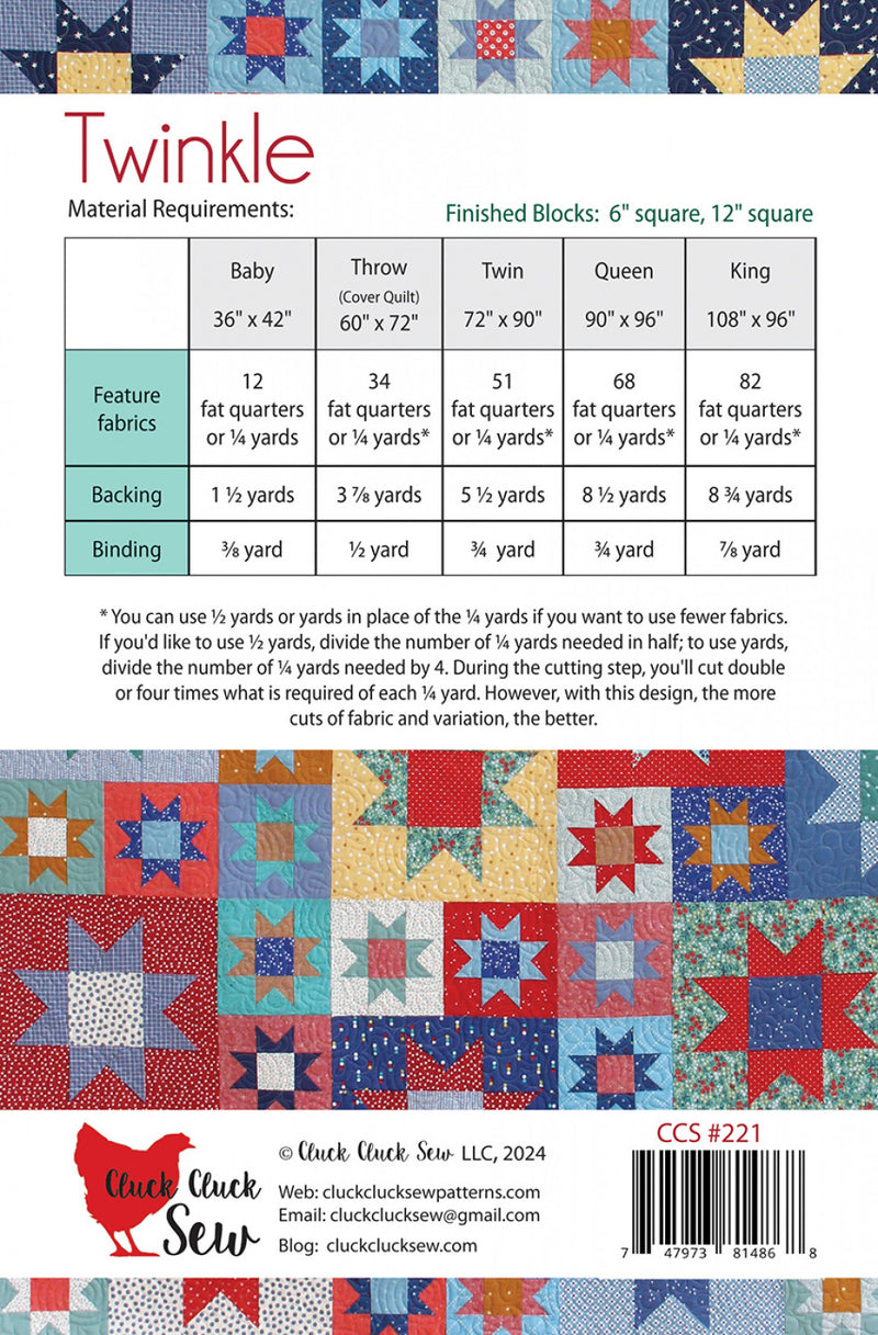 Cluck Cluck Sew Twinkle Quilt Pattern