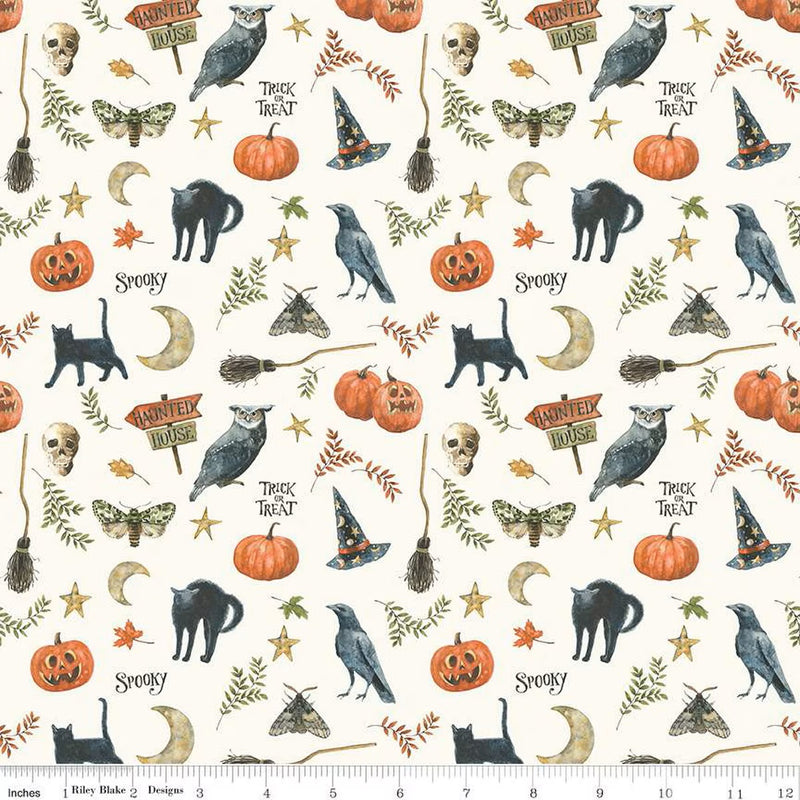 Riley Blake Trick Or Treat Spooky Cream Fabric