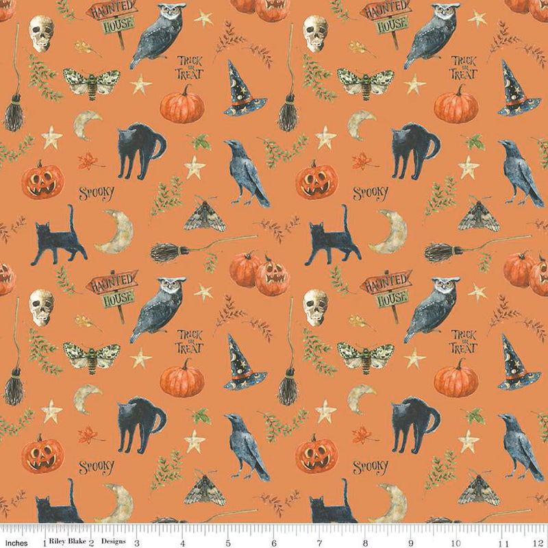 Riley Blake Trick Or Treat Spooky Orange Fabric