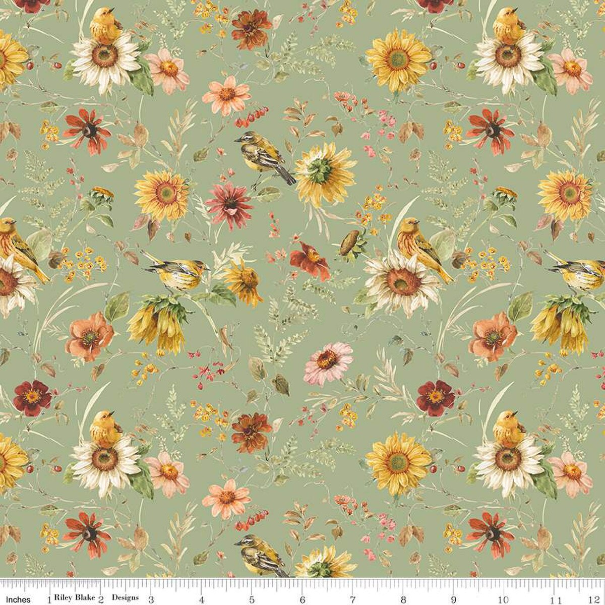Riley Blake Sunflower Whispers Prairie Green Fabric Riley Blake Sunflower Whispers Prairie Green Fabric
