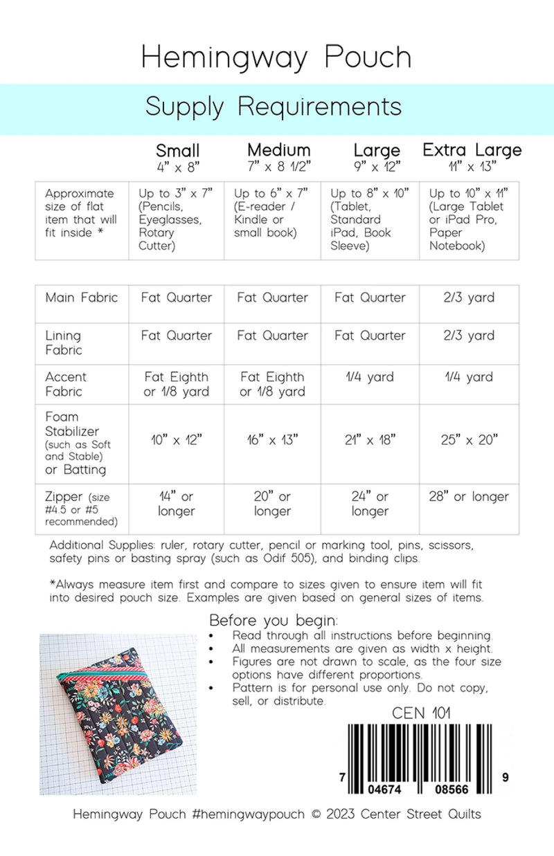 Hemingway Pouch Pattern