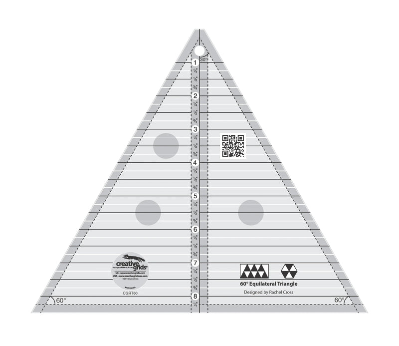 Creative Grids 60 Degree Triangle 8" Finished Edge Quilt Ruler