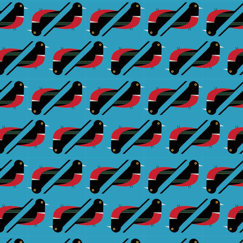 Charley Harper Discovery Place Red Breasted Meadowlark Poplin Fabric