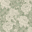 P & B Textiles Vintage Floral Light Green Wide Back Fabric