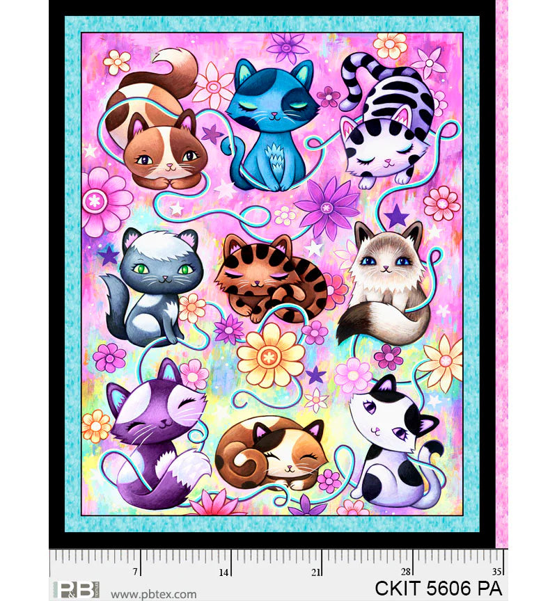 P & B Textiles Crazy Kitties Panel