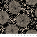 Figo Fabrics Rhythm And Leaves Large Floral Black Cotton Linen Fabric