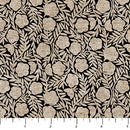 Figo Fabrics Rhythm And Leaves Chain Floral Black Cotton Linen Fabric