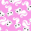 A.E. Nathan Co. Comfy Flannel Posing Cats Pink Fabric
