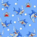 A.E. Nathan Co. Comfy Flannel Happy Sharks Blue Fabric