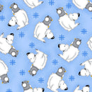 A.E. Nathan Co. Comfy Flannel Polar Bear & Penguin Blue Fabric