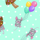 A.E. Nathan Co. Comfy Flannel Mouse Fun Teal Fabric