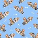 A.E. Nathan Co. Comfy Flannel Cats Posing Blue Fabric