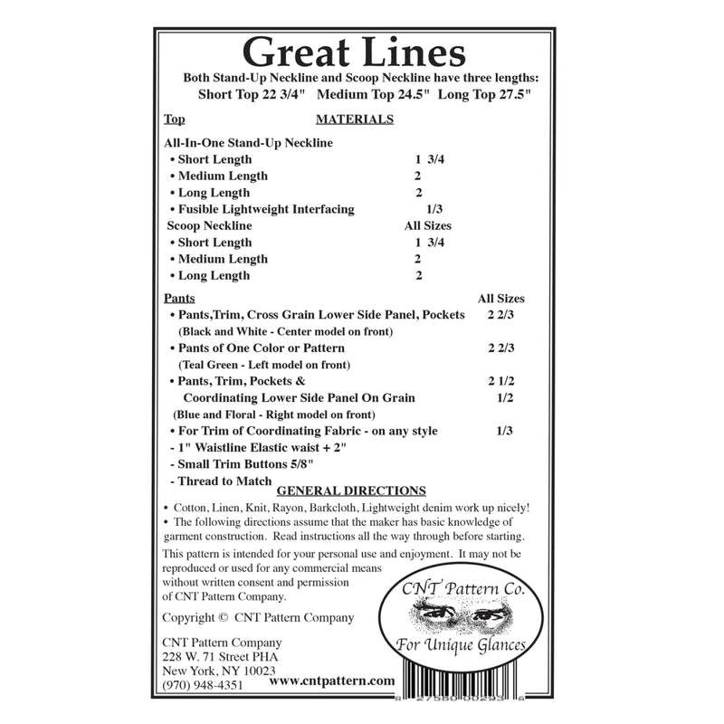 Great Lines Top and Pants Pattern