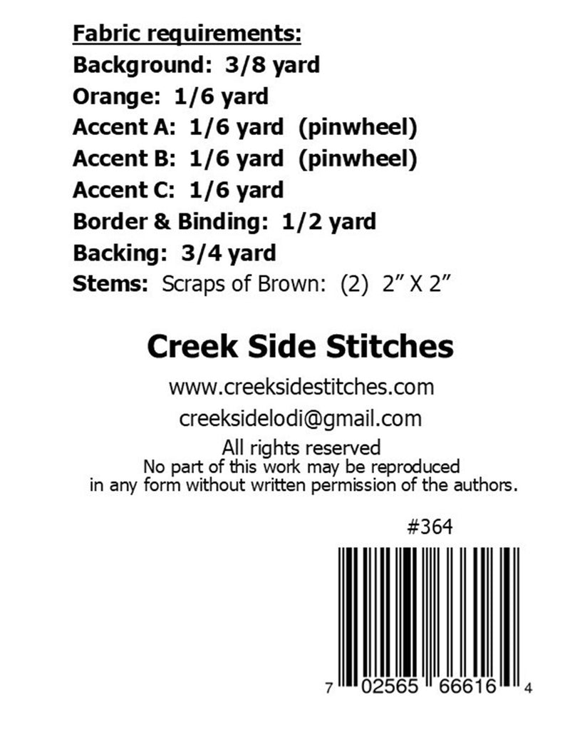 Creek Side Stitches Pumpkin Patch Table Runner Pattern