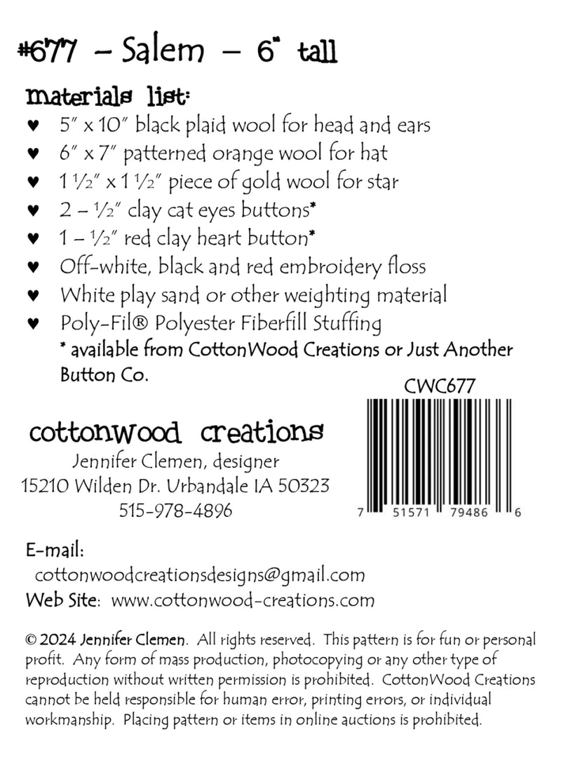 Cottonwood Creations Salem Pattern
