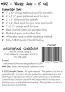 Cottonwood Creations Wacky Jack Pattern