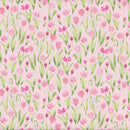 Clothworks Spring Cheer Tulips Light Pink Fabric