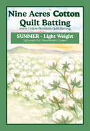 Nine Acres Cotton Summer Weight King Size Natural Batting