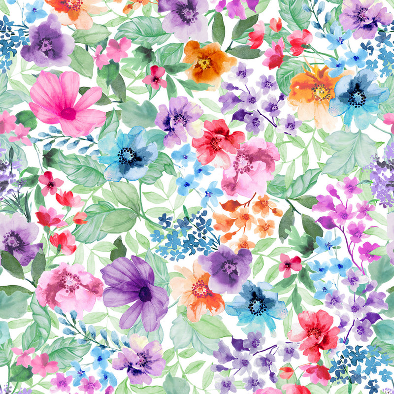 Maywood Studio Bloom Bright Multi Colored Flowers Fabric