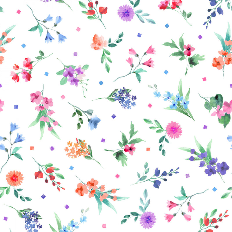 Maywood Studio Bloom Bright Cream Floral Fabric