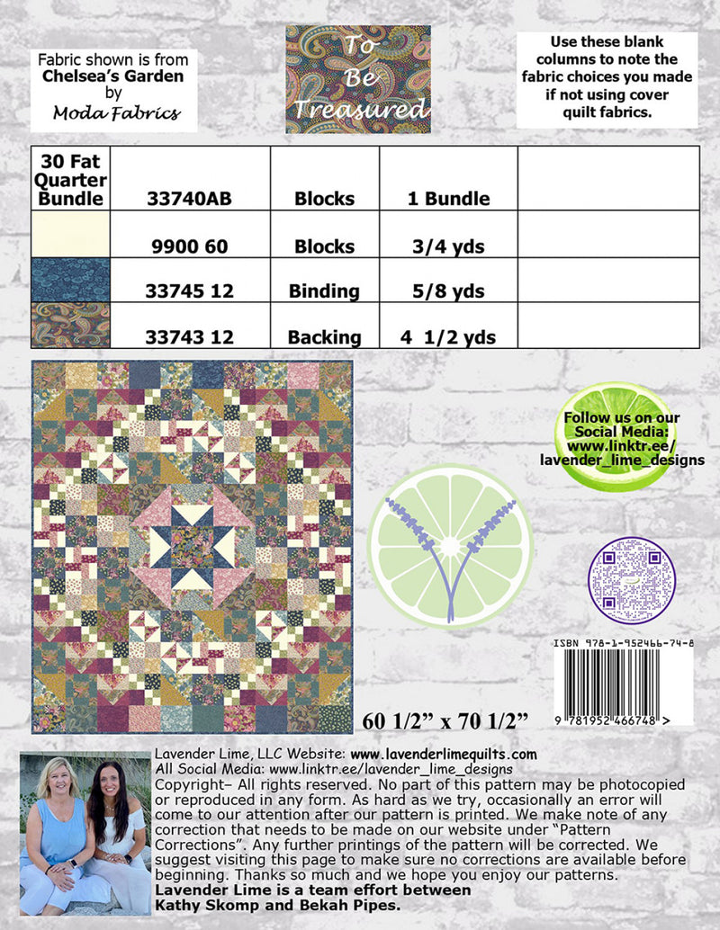 Lavender Lime Pieced Treasure Pattern