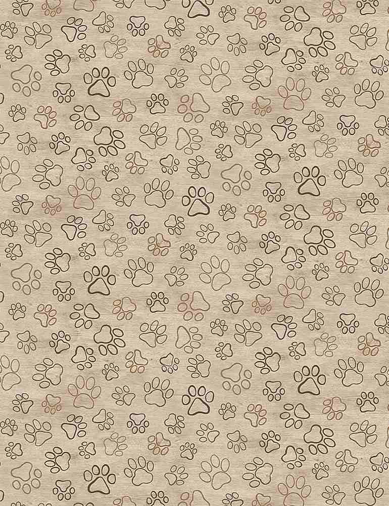 Timeless Treasures Dog Paw Prints Natural Fabric