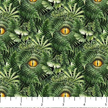 Northcott Paleo Tales Green Dino Eyes Fabric