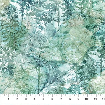 Northcott Cedarcrest Falls Teal Light Trees Fabric