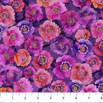 Northcott Dragonfly Dance Small Floral Purple Pink Fabric