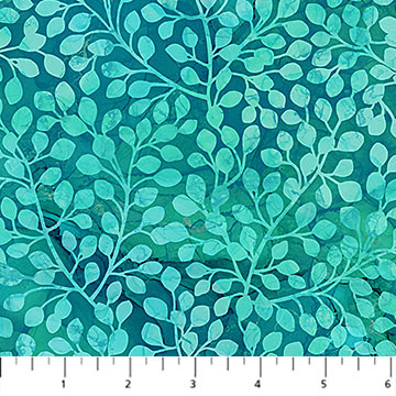 Northcott Dragonfly Dance Leaf Blender Teal Fabric