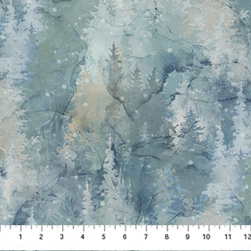 Northcott Highland View Trees Light Blue Fabric