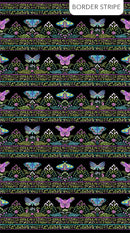 Northcott Nightshade Border Stripe Black Fabric