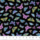 Northcott Nightshade Tossed Moth Black Fabric