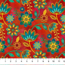 Northcott Boho Blooms Floral Red Multi Fabric