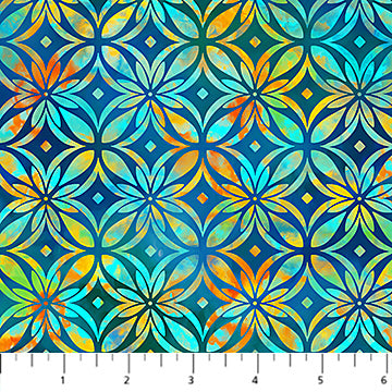 Northcott Boho Blooms Medallion Navy Multi Fabric