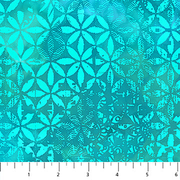 Northcott Boho Blooms Geometric Turquoise Fabric