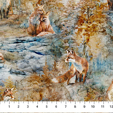 Northcott Fox Den Dens Brown Fabric