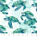 Northcott Coral Reef Turtles White Fabric