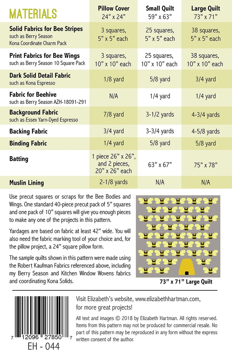 Elizabeth Hartman Beehive Quilt Pattern