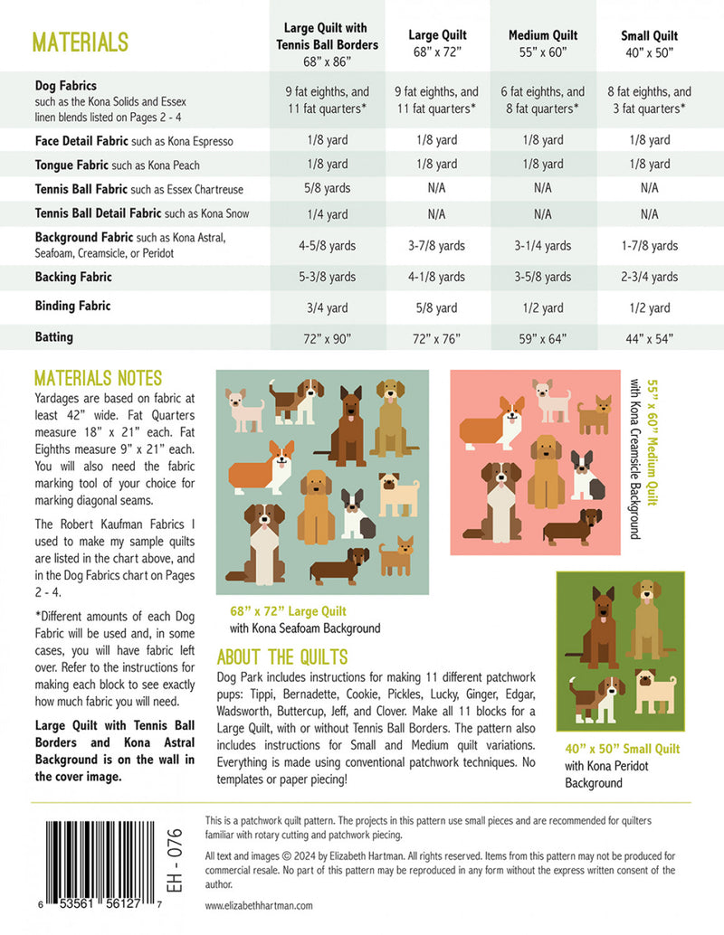 Elizabeth Hartman Dog Park Quilt Pattern