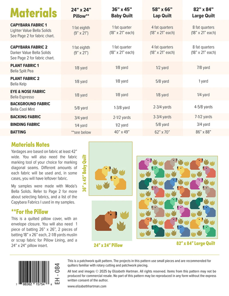 Elizabeth Hartman Capybara Club Pattern