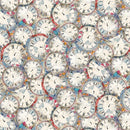 Timeless Treasures Looking Glass Vintage Clocks Fabric