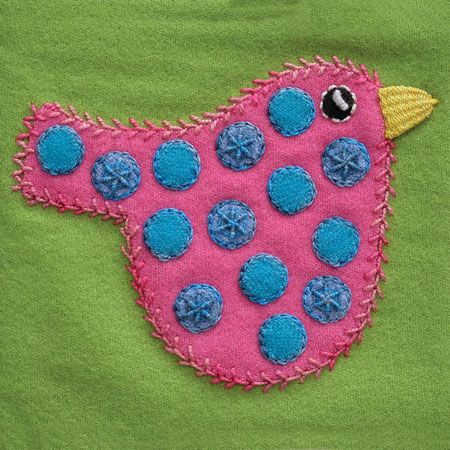 Sue Spargo Polka Dot Bird Pre-Cut Colorway 4 Pink Kit and Pattern