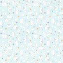 Maywood Studio Little Chicks Lambies And Moon Aqua Flannel Fabric