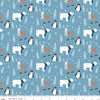 Riley Blake Winter Magic Animals Blue Flannel Fabric